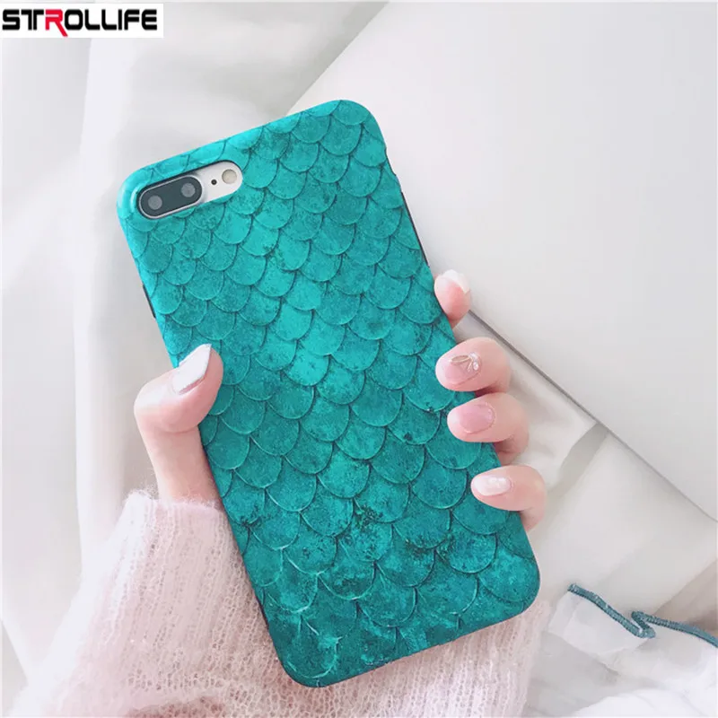 Stelllife модный синий Русалка рыбий чешуи чехол для телефона iPhone 8 Plus Мягкий