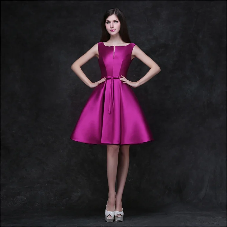 purple knee length CEEWHY, атласное платье без рукавов, элегантные вечерние платья, Длинные трапециевидные вечерние платья для выпускного вечера, Vestido de Festa Abendkleider - Цвет: purple knee length