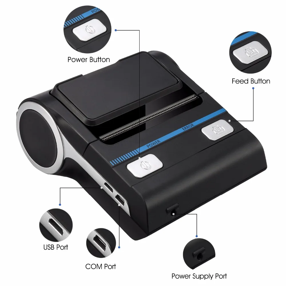 Веха 80 мм Термопринтер Bluetooth Android POS чековый принтер печатная машина MHT-P8001 для малого бизнеса компьютер