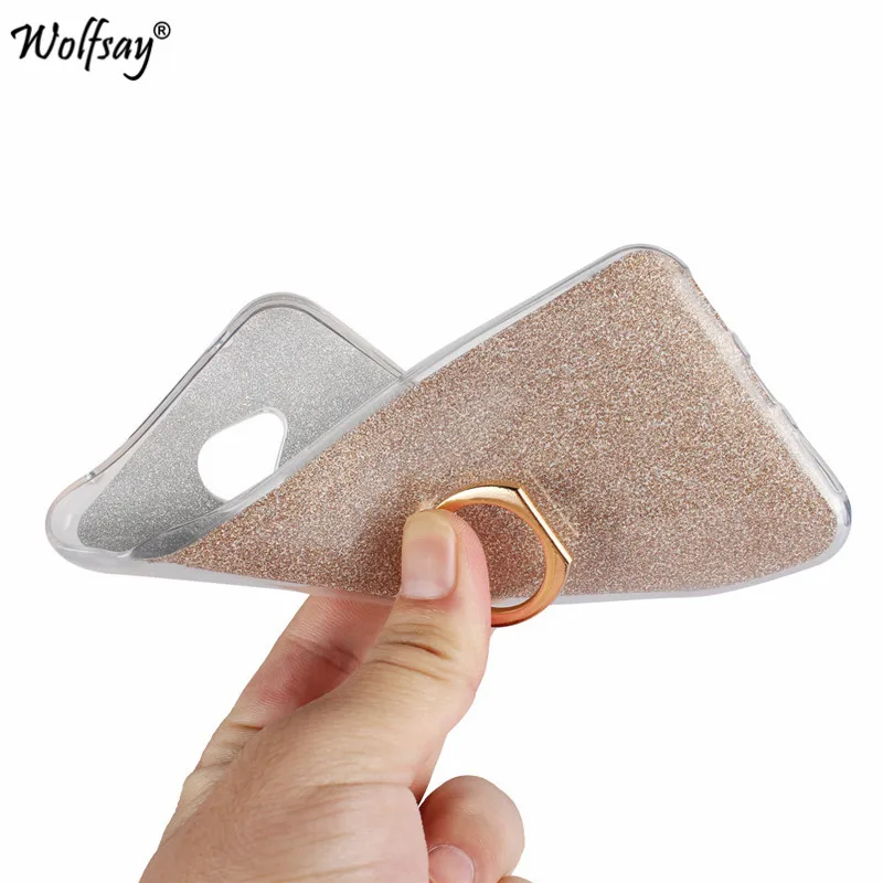 Luxury Bling Glitter Case Huawei Honor 6A Cover Silicone Soft TPU Ring Holder Shell |