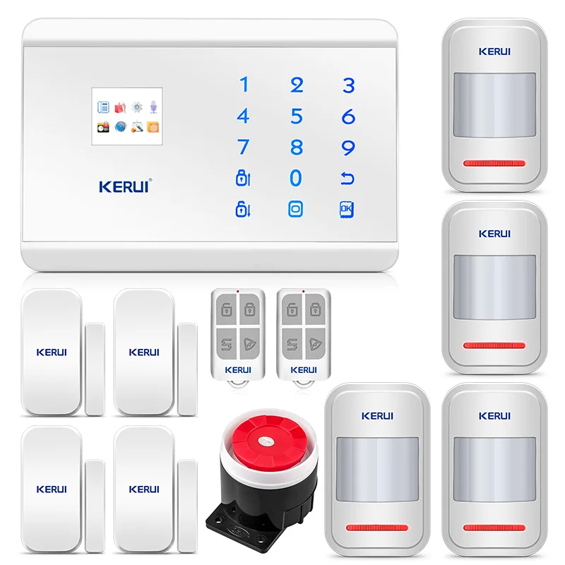 WHITE KERUI 8218G Приложение IOS Android GSM PSTN двойная Беспроводная система охранной сигнализации для дома Английский Русский Испанский Французский Голосовая сенсорная клавиатура - Цвет: WHITE