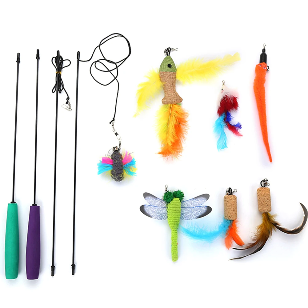 9 шт. Котик Тизер Набор мышь Стрекоза поезд с заправками птица погоня игрушки