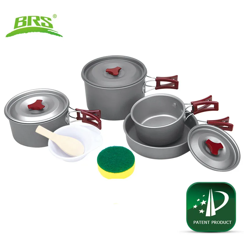 BRS-155 4-5 persons Outdoor Camping Picnic Cookware Cooker pots and kettles sets Kits Camping Equipments Wholesale Free Shipping
