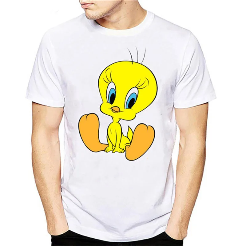 Новое поступление Мужская футболка Looney ttes Tweety Bird с забавным рисунком коротким