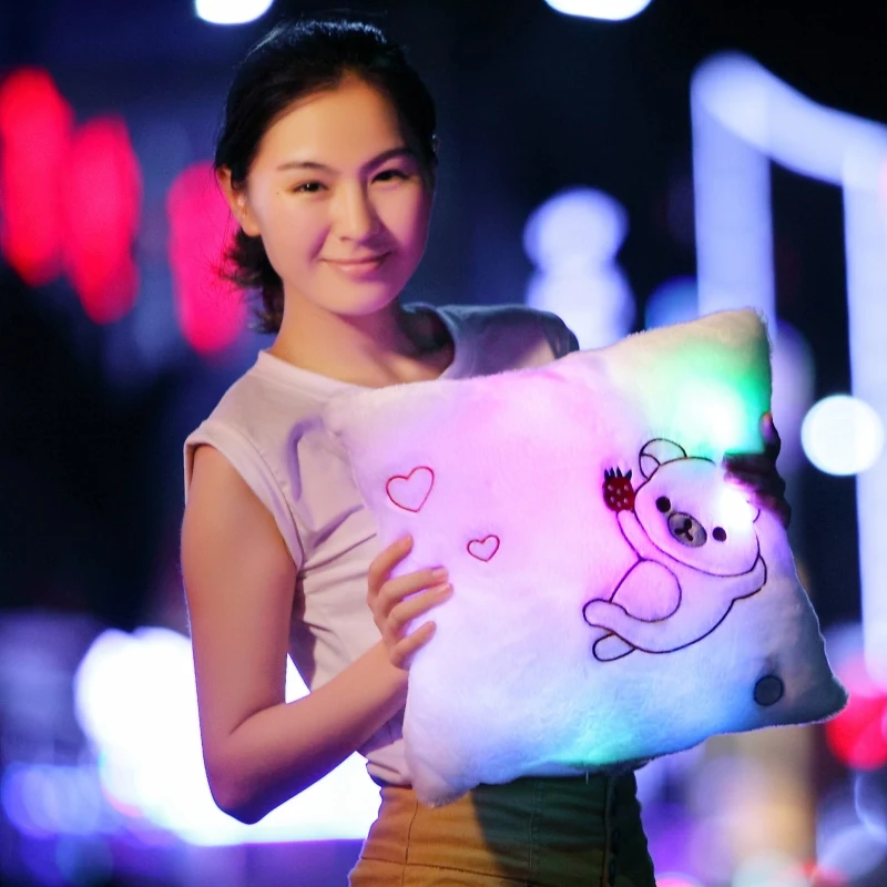 Luminous Stuffed LED Light Up Plush Glow Cushion With Bear Pattern Auto 7 Color Rotation Illuminated Pillow Gift | Игрушки и хобби