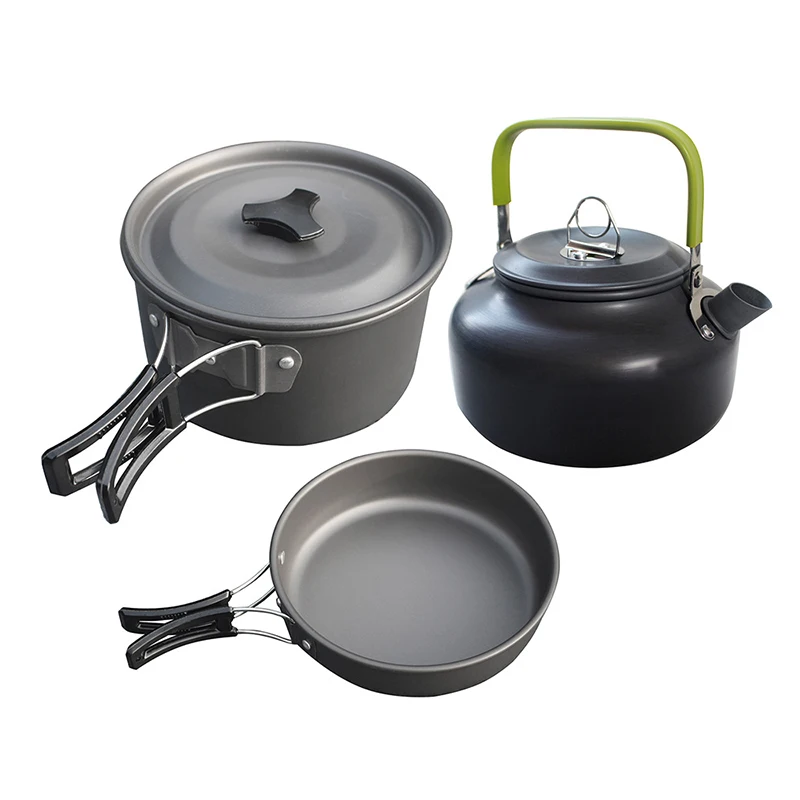 Открытый Кемпинг кухонная посуда комбинация Горшок Миска чайник портативное