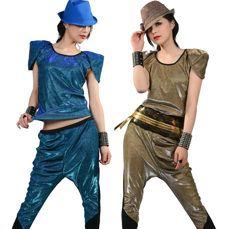 

New Brand Jazz harem women hip hop dance performance costumes Trousers sweatpants Clothing set harem pants & t-shirt top