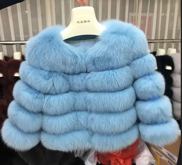 Небесно-голубой Topfur White Fox Real Fur Female Coat Women Short Winter Fur Leather Jacket Clothes Outerwear Natural Fox Fur Coats For Women - Цвет: Небесно-голубой