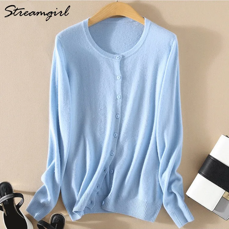 Sky blue Knitted Cardigan Women Cashmere Wool Female Cardigans Short Black Cardigan Plus Size Cardigans Big Size Women Tops Spring - Цвет: Sky blue