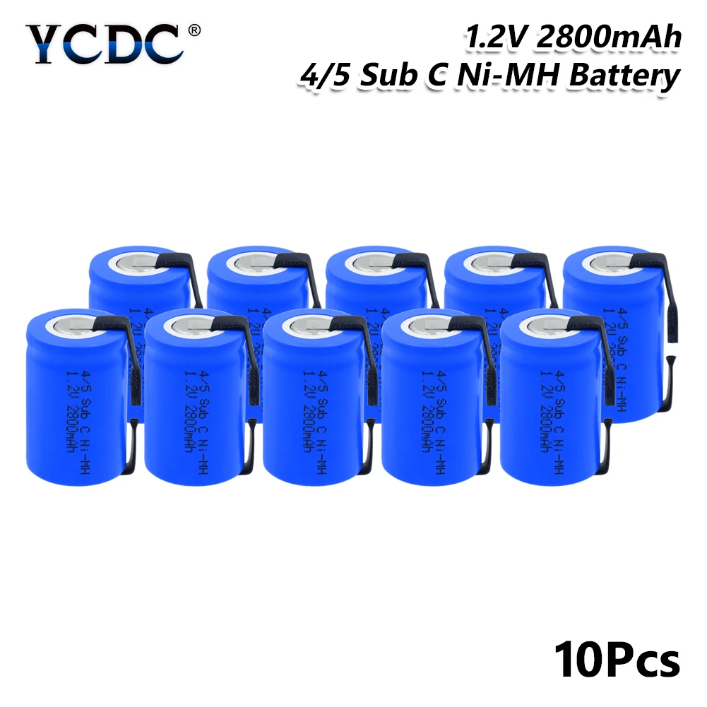YCDC 4/5SC SC Sub C Li-Ion Li-Po литиевая батарея высокого разряда 1,2 в 2800 мАч Перезаряжаемые Ni-MH батареи со сварочными вкладками - Цвет: 10 PCS