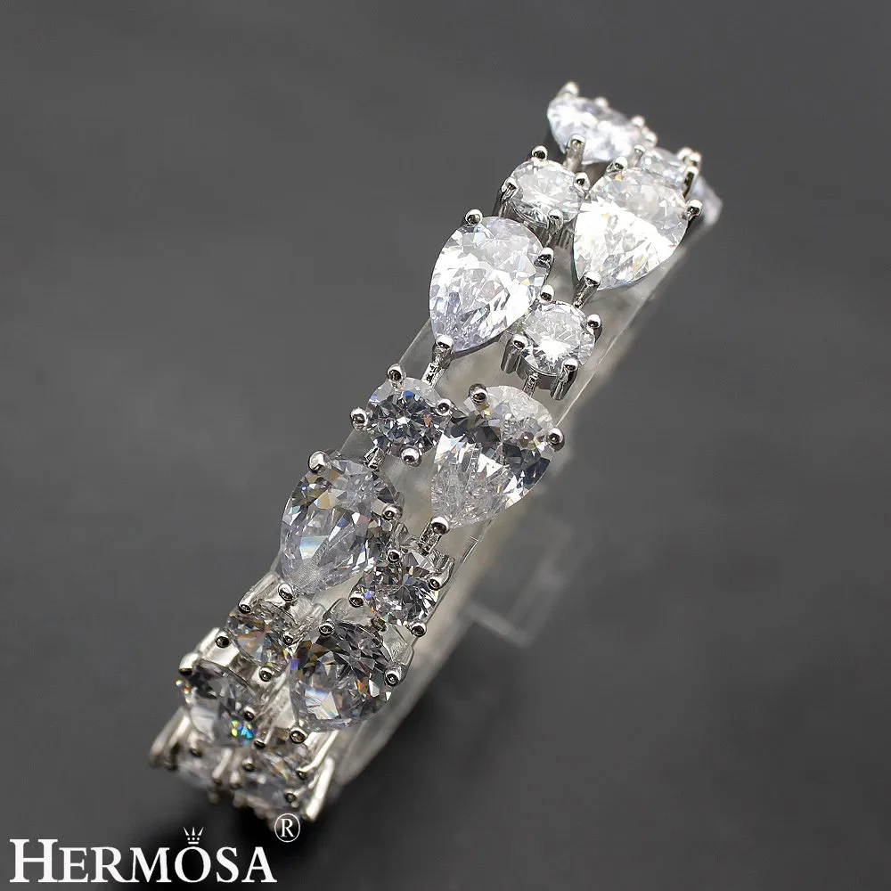 HERMOSA ЮВЕЛИРНЫЙ 34 шт. Подлинная AAA Ясно Модные очаровательные и белый cz 925 серебряный браслет 8 дюймов DW31