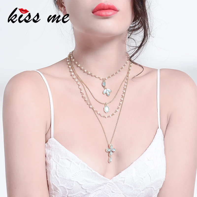 Женский подвесной светильник KISS ME ожерелье с голубым цветком из смолы