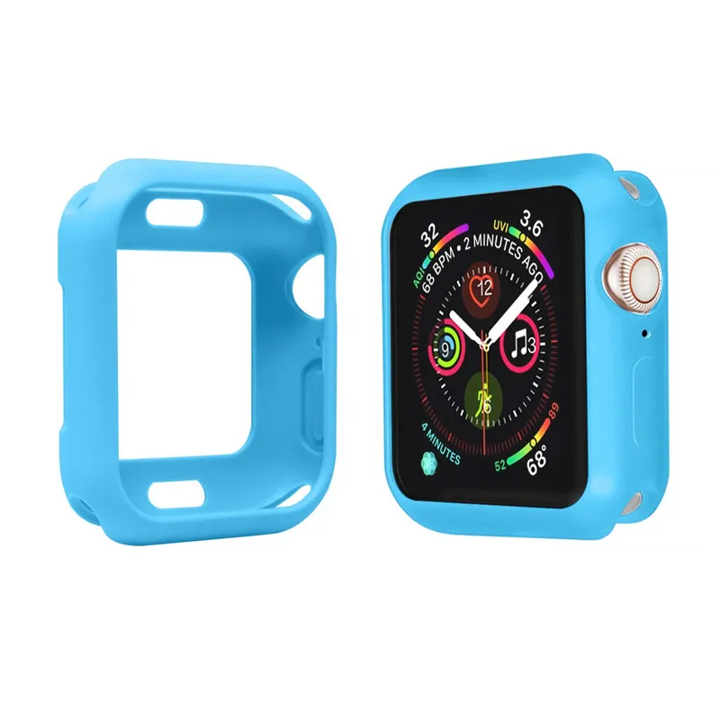 blue Красочный мягкий чехол протектор для Apple Watch Series 4 ультратонкий защитный чехол против царапин для iWatch 40 мм 44 мм бампер - Цвет: blue