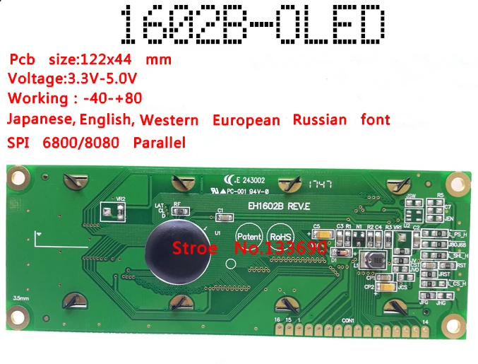 Большой экран 1602 большой символ размер белый зеленый oled дисплей модуль ws0010