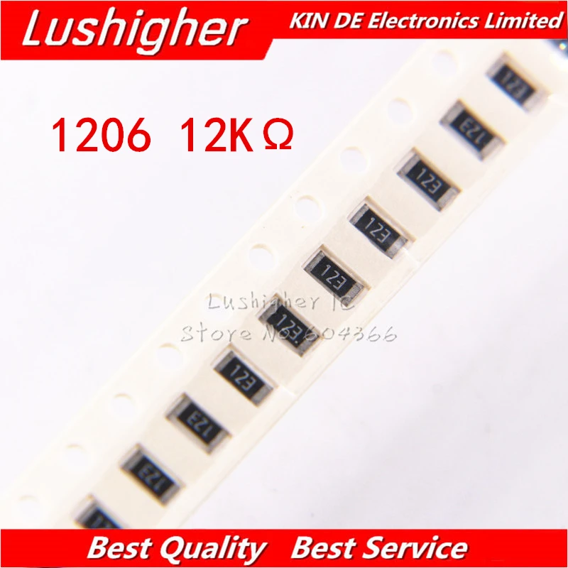 100 шт. 1206 SMD резистор 5% 12K Ом 123 12 ком