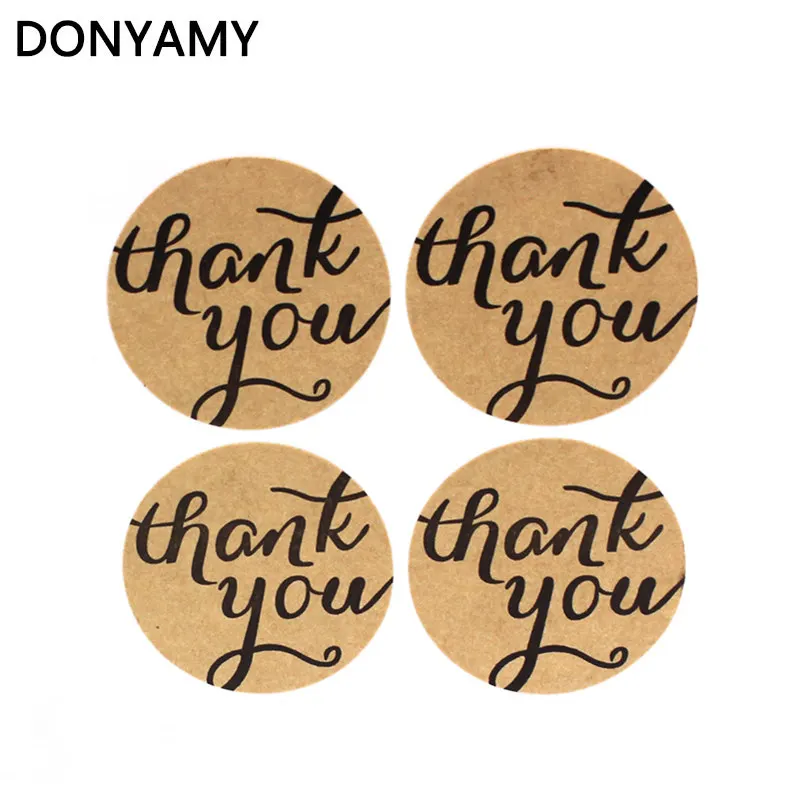 

120pcs 3.8cm Round Vintage Kraft Paper Thank You Stickers Scrapbook Gift Stationery Labels for Packaging Decoration