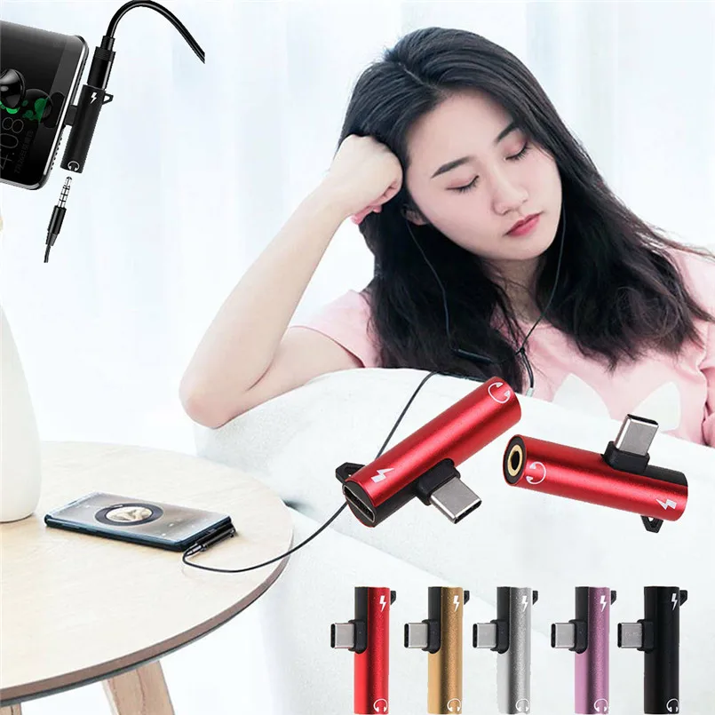 Mini & Slim 2 в 1 Многофункциональный Кабель адаптер Type C для зарядки и наушников 3 5 мм