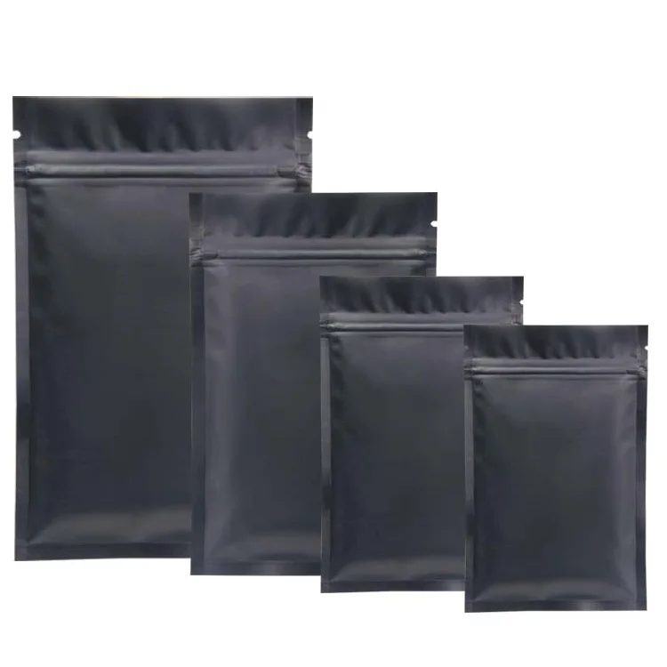 Матовая черная алюминиевая фольга Ziplock упаковочная сумка металлическая фольга черная молния посылка мешки для хранения порошка кофе