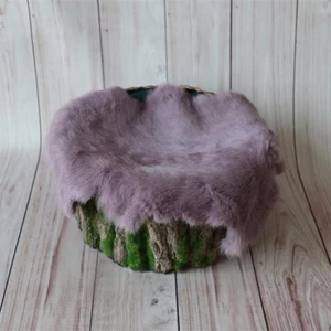 Фон из искусственной ткани с наполнителем для корзины для новорожденных, реквизит для фотосъемки, одеяло из меха кролика