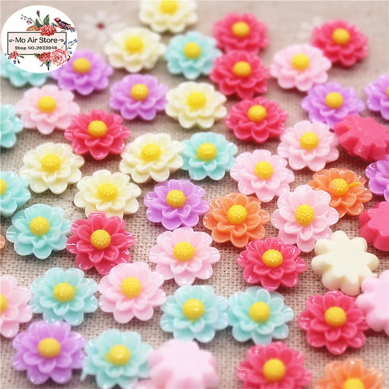 

50 шт. 13 мм разноцветные красивые цветы из смолы с плоским основанием кабошон DIY ювелирные изделия/украшение для телефона без отверстий