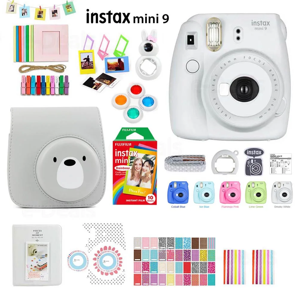 Мгновенная фотокамера Fujifilm Instax Mini 9 5 цветов радужная пленка комплект аксессуаров