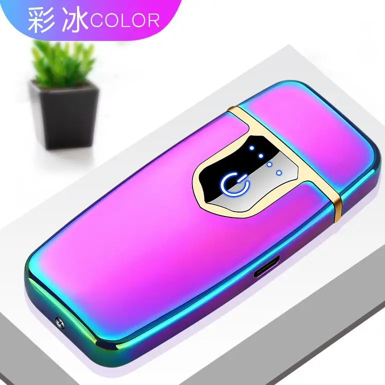 1 Новая ультратонкая usb зарядка зажигалка с сенсорным экраном электронное зажигание электрический горячий провод ветрозащитная зарядка электрическая зажигалка - Цвет: 1