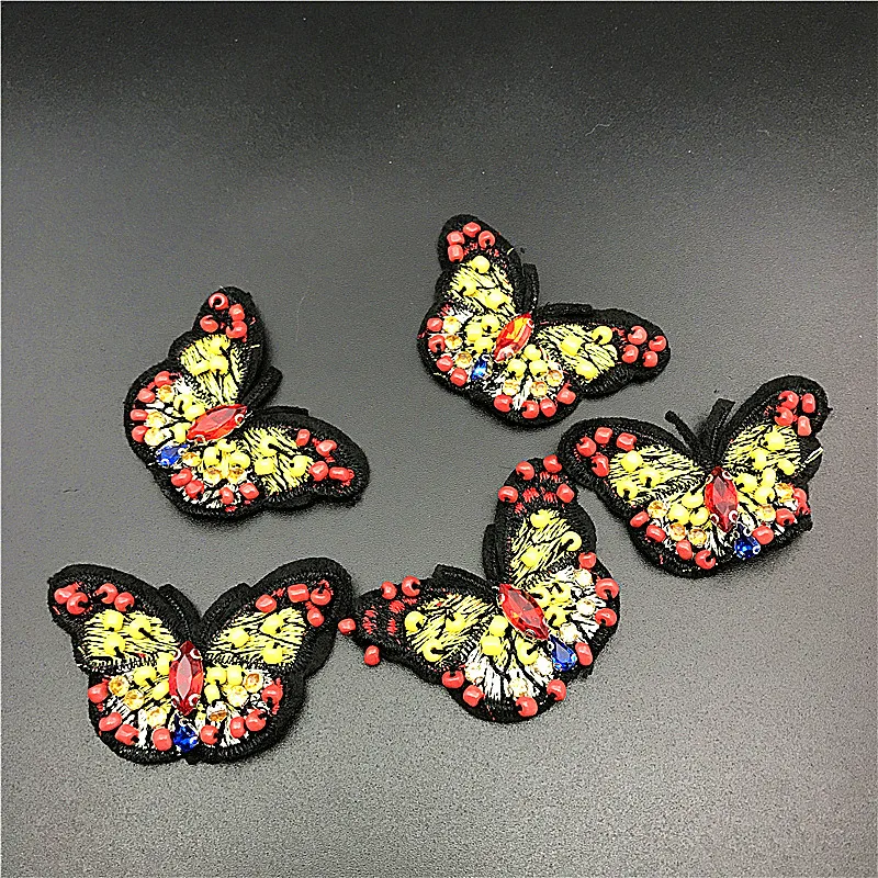 5 шт. Кристалл бисера Бабочка патч 3d аппликация патчи для одежды сумки Parches Bordados Ropa