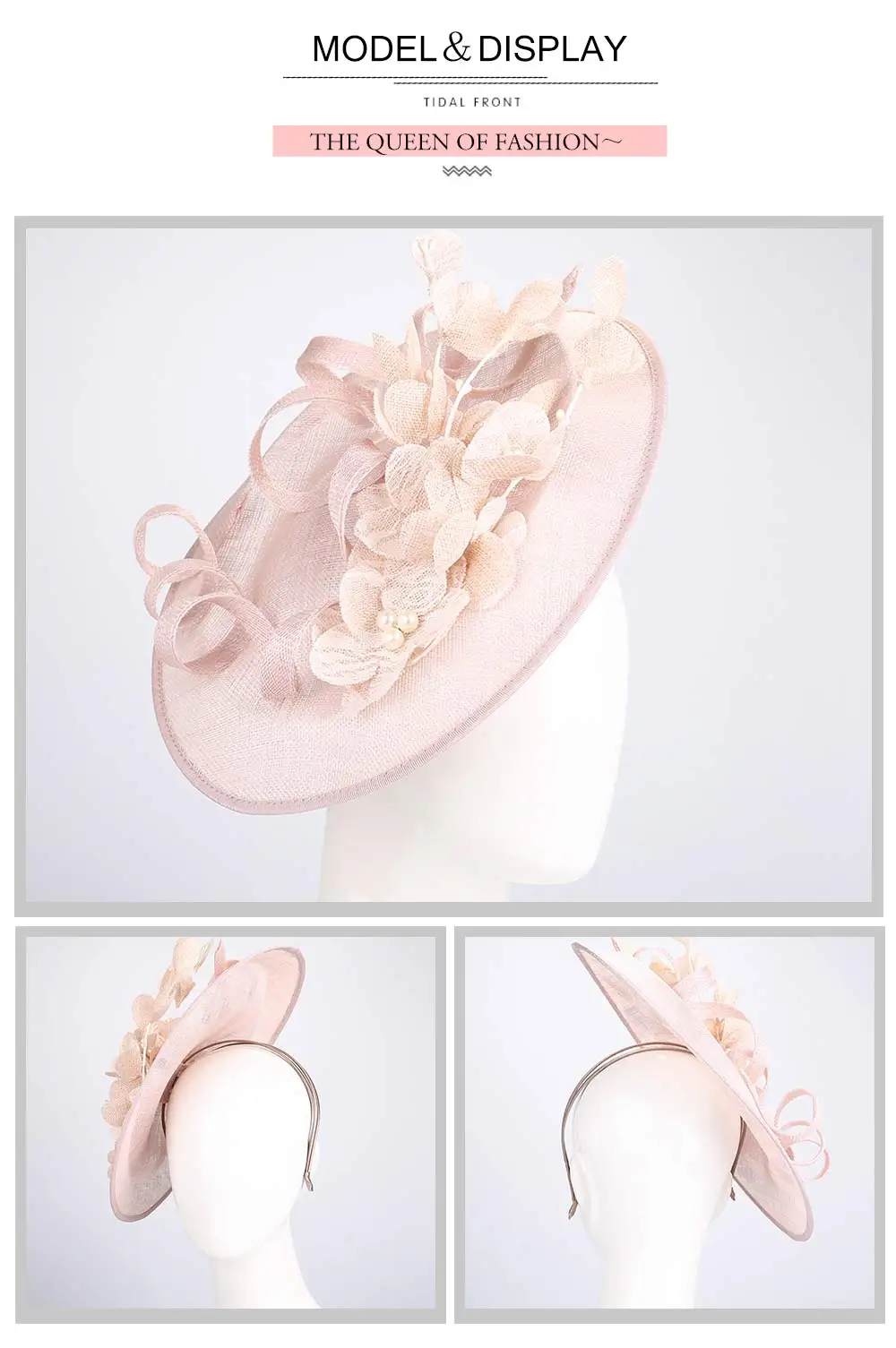 Fascinators Hats For Women Elegant Pink Ladies Derby Headband Fedoras Hats Formal Wedding Dress Pillbox Hat Floral Vintage Cap