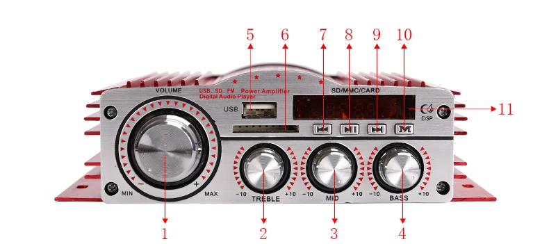 Kinter MA-800 стерео усилитель 2CH DC12V с USB SD FM входом в домашний Автомобиль Мотоцикл