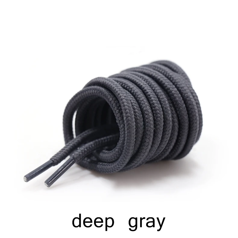 deep gray 2 шт./лот, круглые полиэфирные шнурки для ботинок, однотонные классические ботинки martin, шнурки, повседневные спортивные ботинки, обувь на шнуровке 90 см/120 см/150 см Z025 - Цвет: deep gray