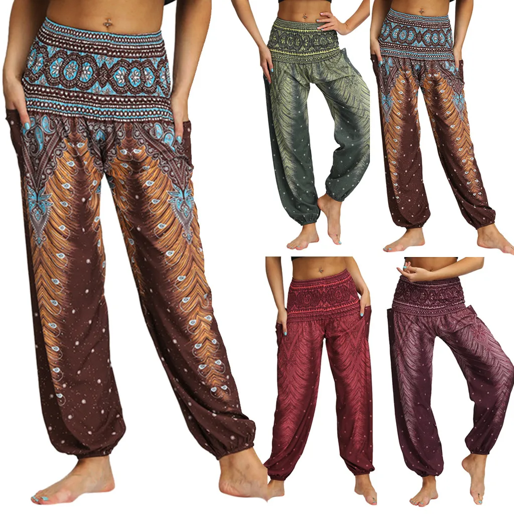 Повседневные свободные женские шаровары, панталоны mujer pantalones de mujer, уличная одежда, хиппи, мешковатые Boho шаровары Z4