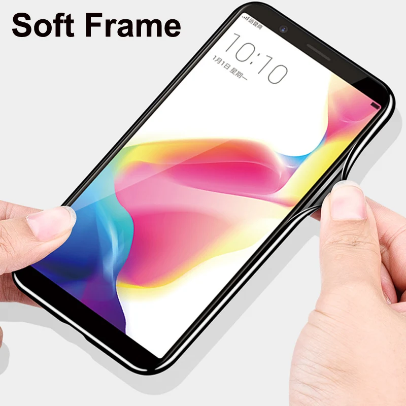 Для OPPO A3S чехол с цветком мультяшный синий закаленное стекло задняя крышка для