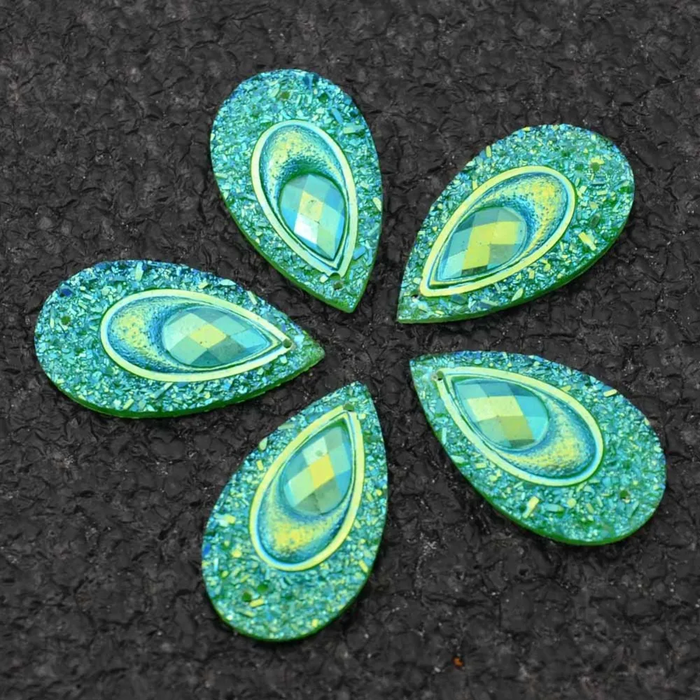 Boliao 20 Pcs 15*27 мм грушевидной формы AB смолы Аппликации/Craft/домашний тренировочный костюм для декора сумки 2-отверстие