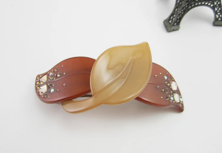 Модные стразы заколки для волос оптом в форме листьев шпильки листья акриловые