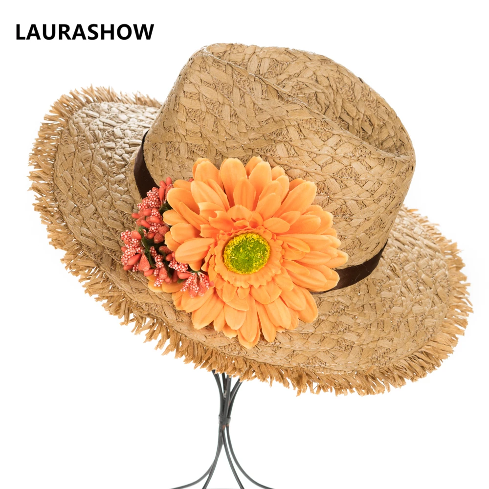 Детская соломенная шляпа с широкими полями lauriashow летняя для защиты от солнца на