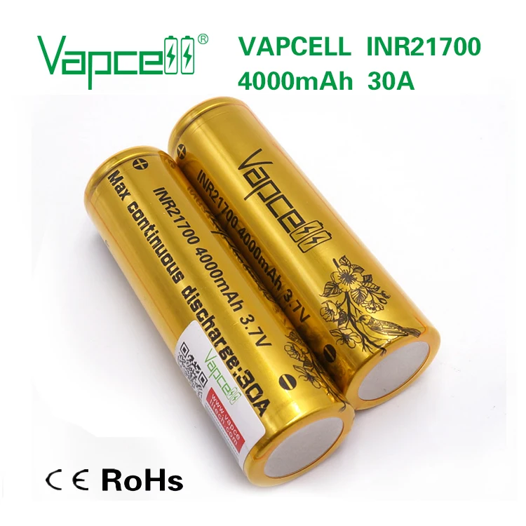 2шт VAPCELL INR21700 21700 батарея 4000mAh литиевая 30A аккумуляторная батарея высокой мощности Электрический инструмент дым E-CIG батарея мод