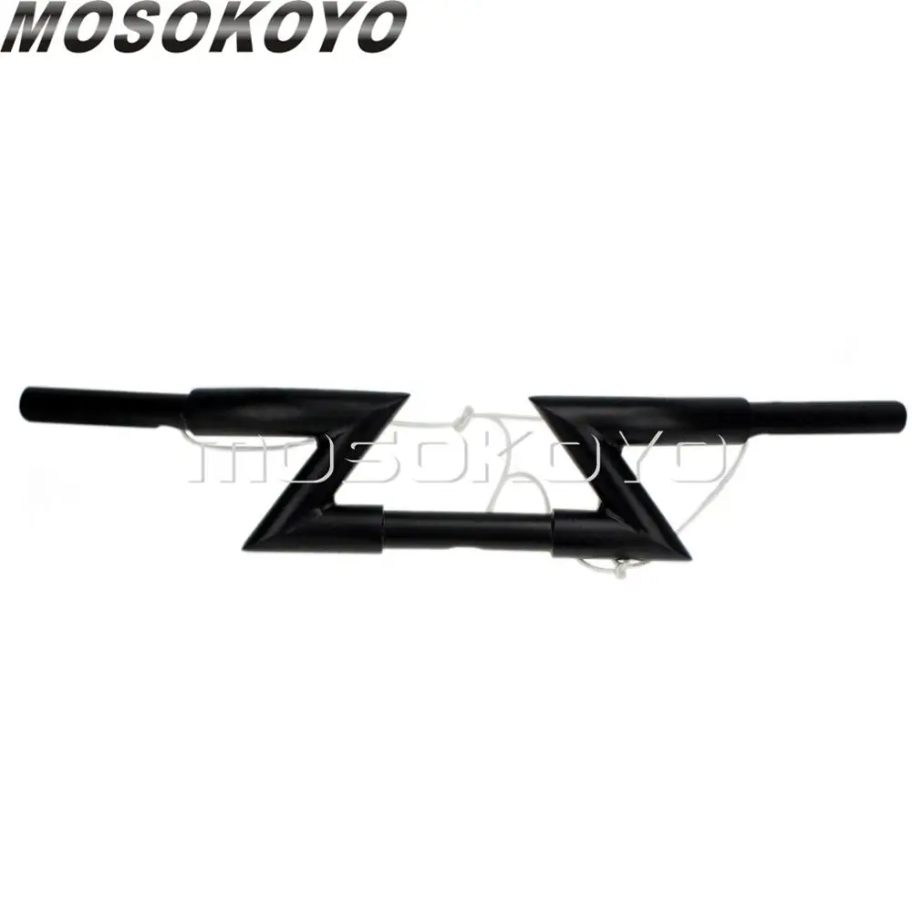 Z-Bar матовый черный " Руль Кафе Racer рукоятки для Harley Sportster Touring Honda VTX Shadow Универсальный 25 мм тяга - Цвет: Matte Black