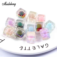 acrylic colorful square beads in beads plating single hole ice hair ornament accessories for jewelry design handmade materials