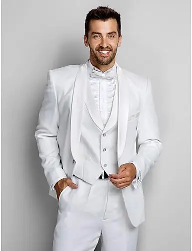 Custom Made Slim Fit Groom Tuxedos Best man Shawl Black Collar Groomsman Men Wedding Suits Bridegroom( jacket+Pants+vest+tie)