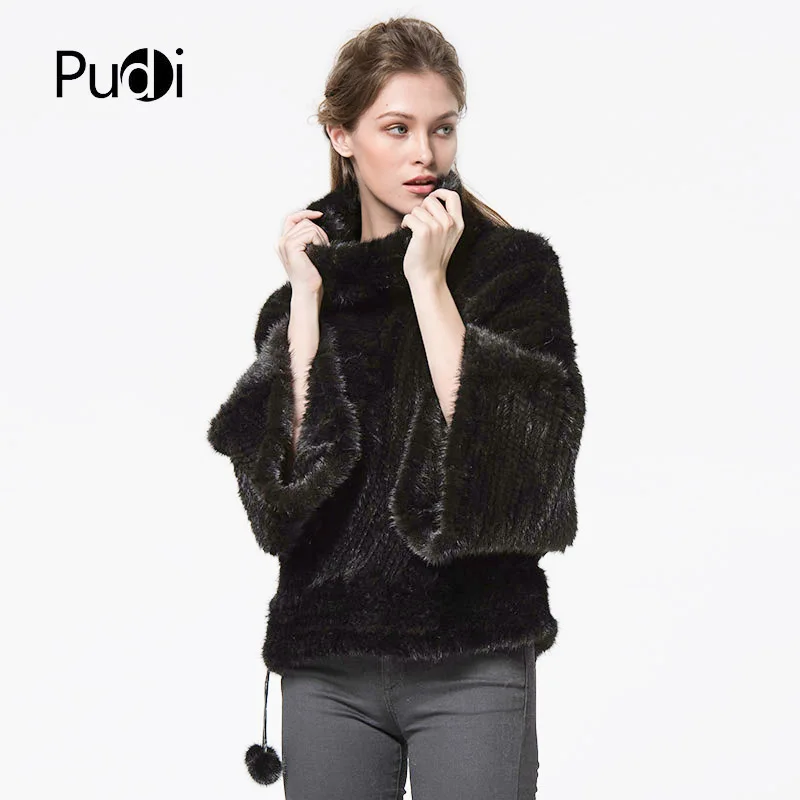 Pudi CT7037 Новое Женское пончо из норки рекс шуба новое поступление женская теплая шаль пончо основоватые куртки пальто