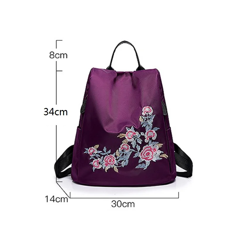 

2018 New Fashion Embroidery Women Backpack Flower Casual Nylon Backpacks For Girls Trend Shoulde Bag Ladies Travel Mochila SFH01