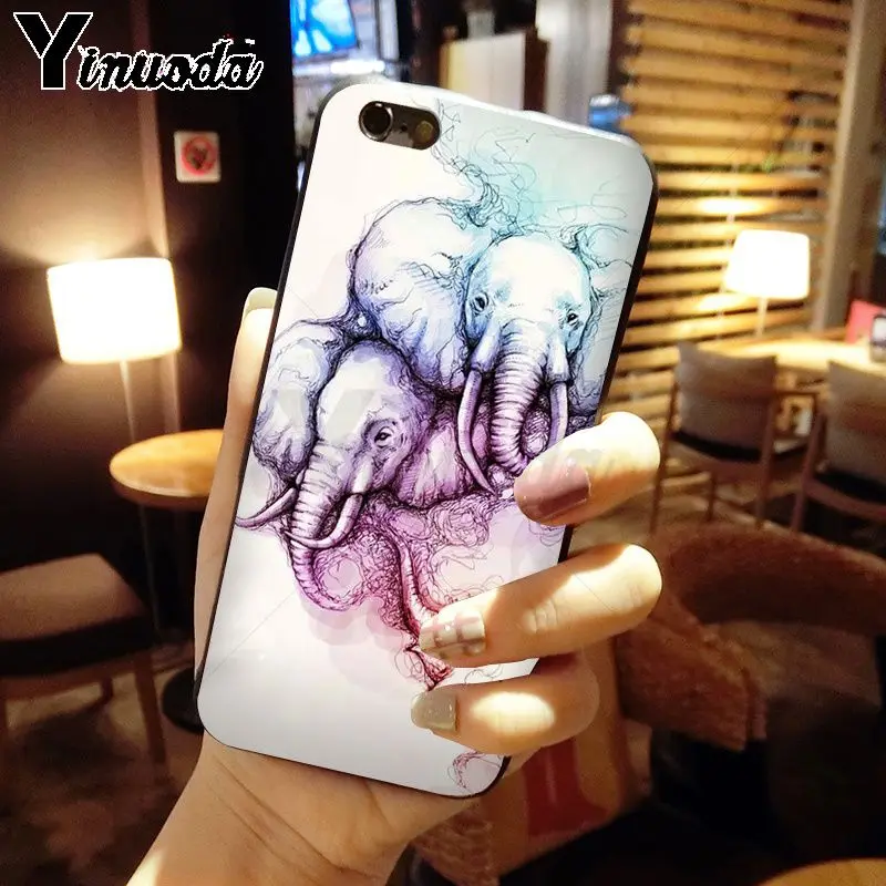 Yinuoda elephant animal indian DIY Painted Phone Accessories Case for iPhone 5 5Sx 6 7 7plus 8 8Plus X XS MAX XR case | Мобильные