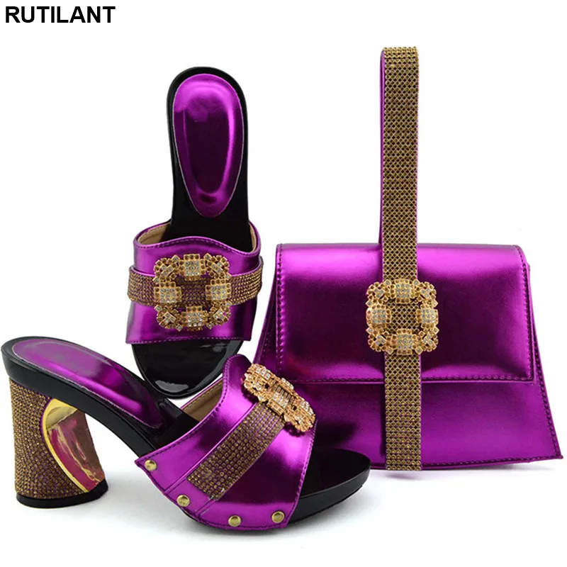 Latest Summer High Heeled Shoes for Women Italian Shoe and Bag Set Party In Nigerian Pumps with Purse | Обувь