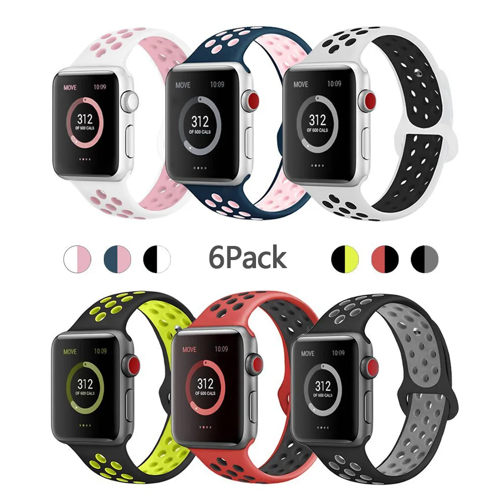 Силиконовый ремешок для apple watch 42 мм 44 iwatch 38 40 спортивный браслет наручные band 3 4 2 1