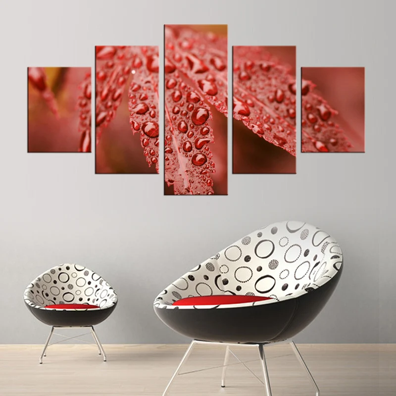 Постер с красными листьями 5 шт. картины на холсте домашний декор плакаты