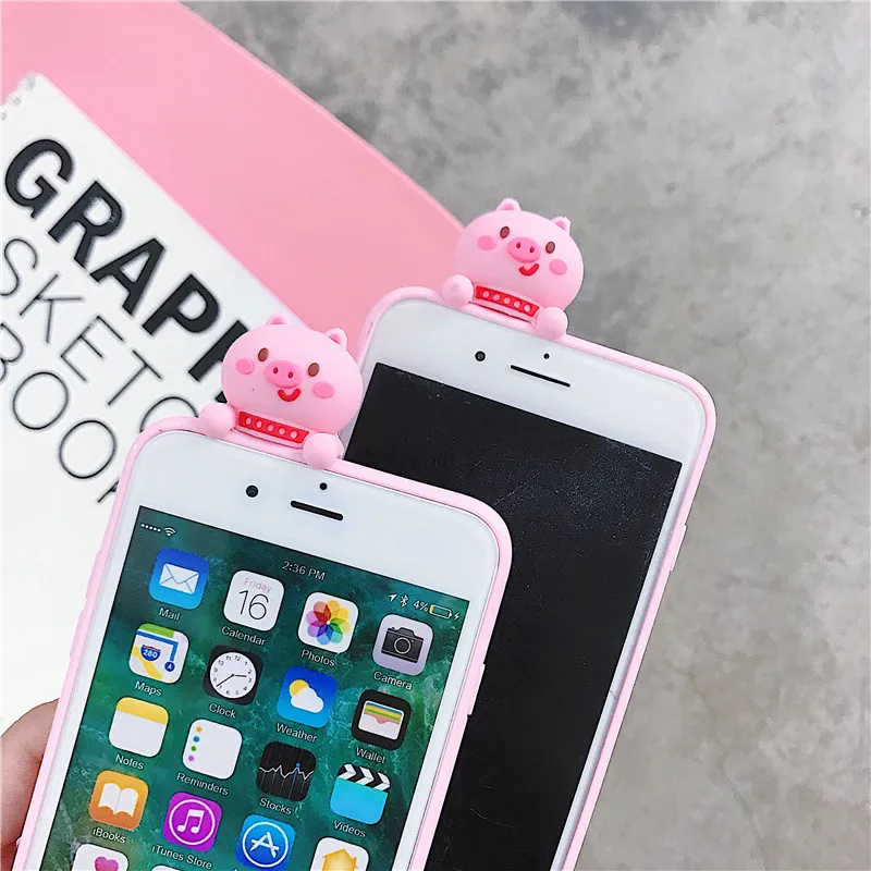 Забавный мультфильм Свинья розовый чехол для iPhone х 6 6S 7 8 Plus X XR XS MAX ТПУ Мягкая