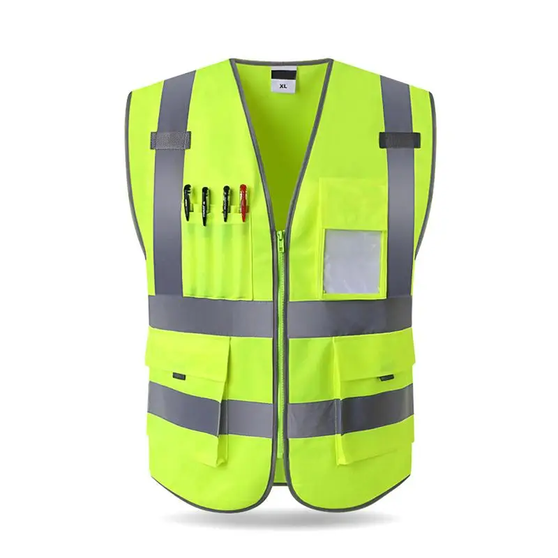 FluorescentYellow2XL Hi-Vis жилет безопасности Светоотражающая куртка безопасности жилет основовязаной ткани безопасности одежда для мужчин и женщин - Цвет: FluorescentYellow2XL