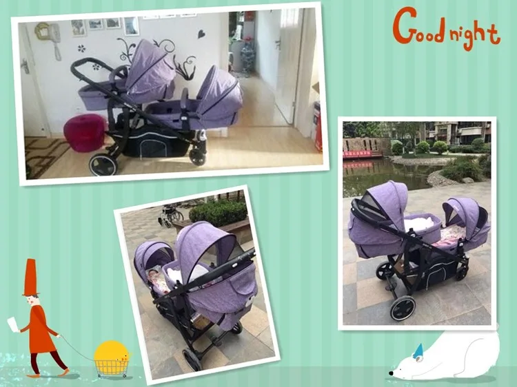 Shinybb twins детская коляска двусторонний светильник складной высокое качество двойной до и после тачки