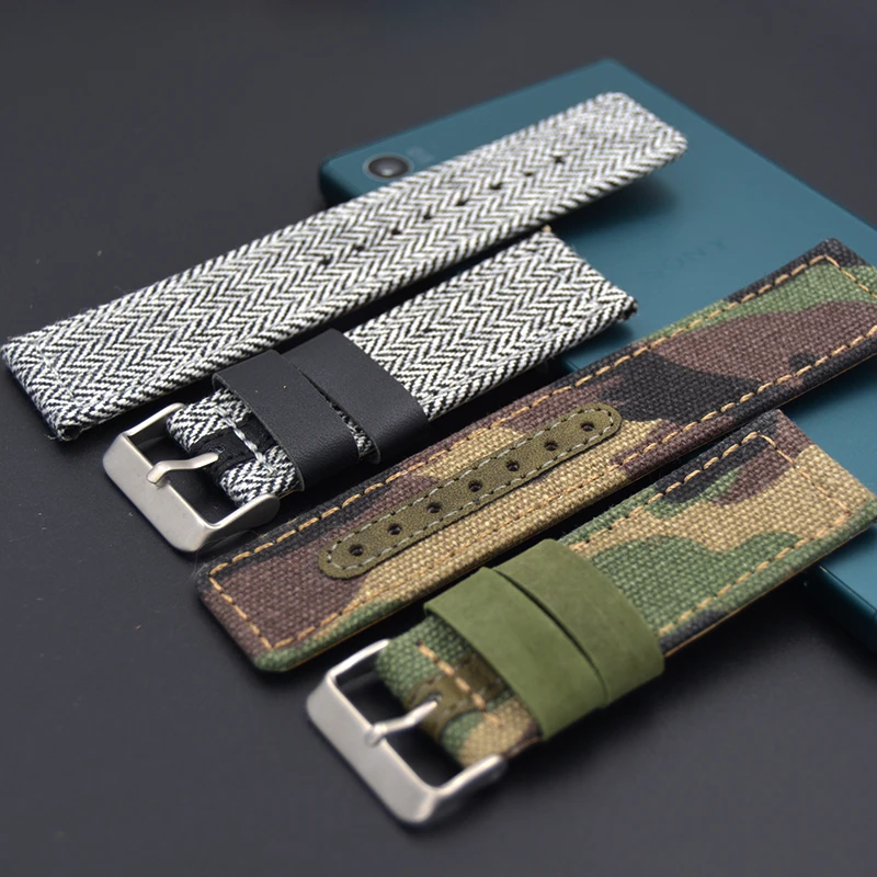 Ремешок для часов из натуральной кожи прочный армейский зеленый 22 мм 24 | Наручные