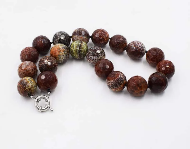 

wow! red stone round faceted 20mm necklace 18inch wholesale beads FPPJ
